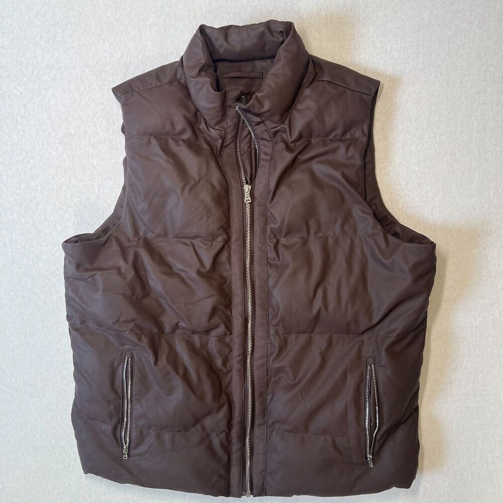 Fabletics Vegan Leather Essential Puffer Vest Cacao Brown Medium